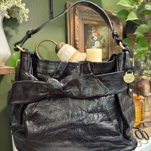 Vintage‎ Brahmin Black Croc Shoulder Bag